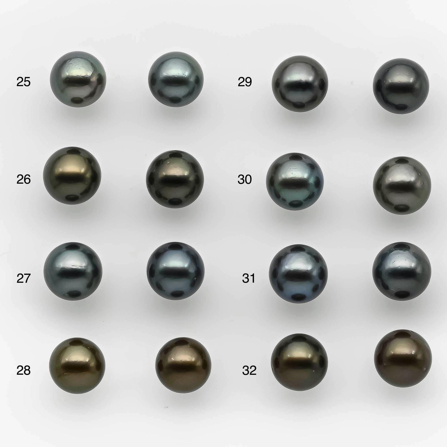 9-10mm Matching Pair Round Tahitian Pearl Loose Undrilled with Minor Blemish and High Luster, For Making Earring, SKU # 2218TH