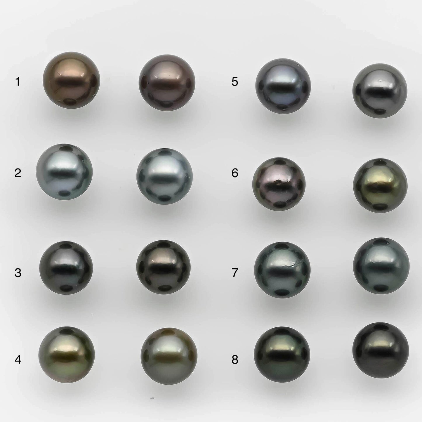 9-10mm Matching Pair Round Tahitian Pearl Loose Undrilled with Minor Blemish and High Luster, For Making Earring, SKU # 2218TH