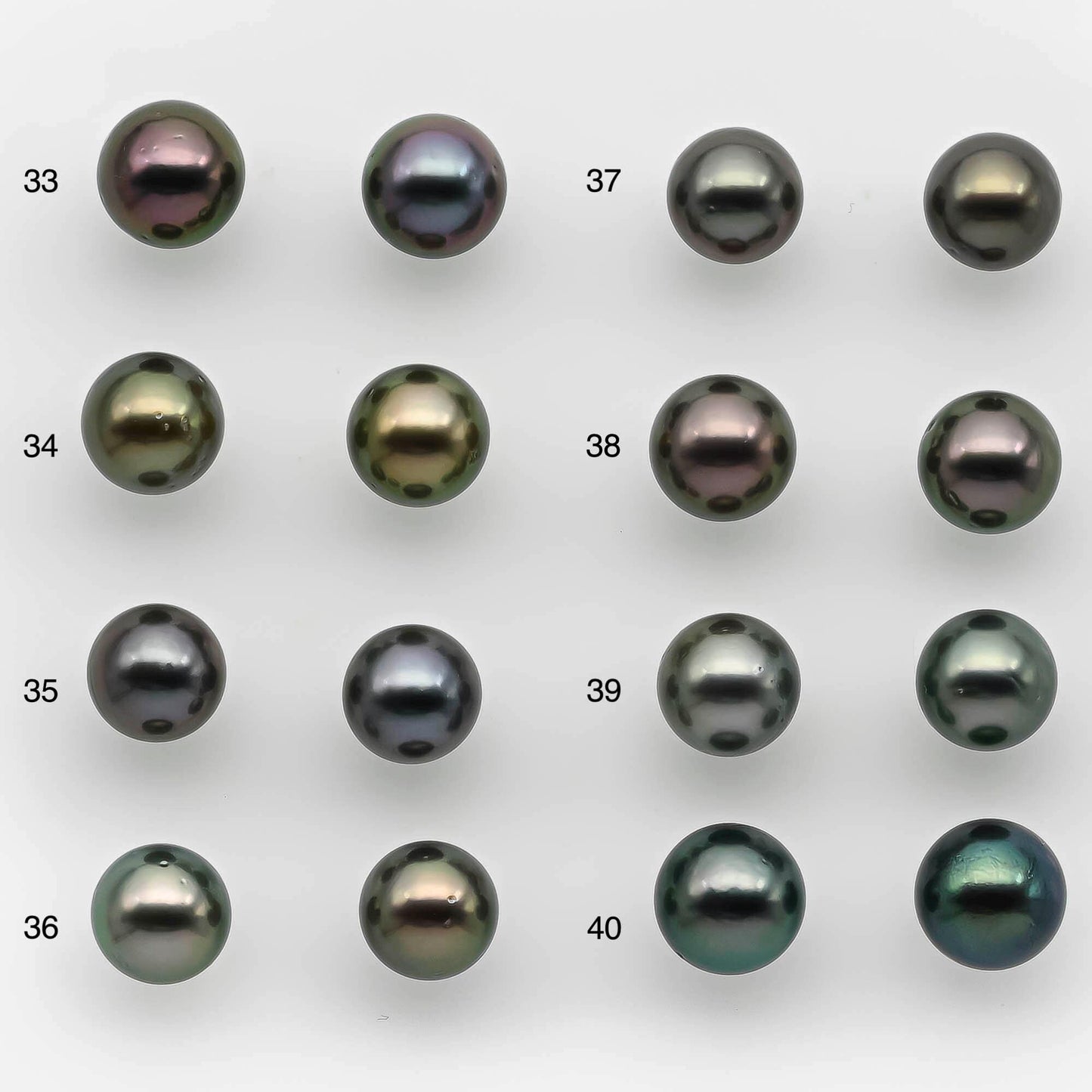 9-10mm Matching Pair Round Tahitian Pearl in Amazing Luster with Minor Blemish, Undrilled for Making Earring or Pendant, SKU # 2219TH