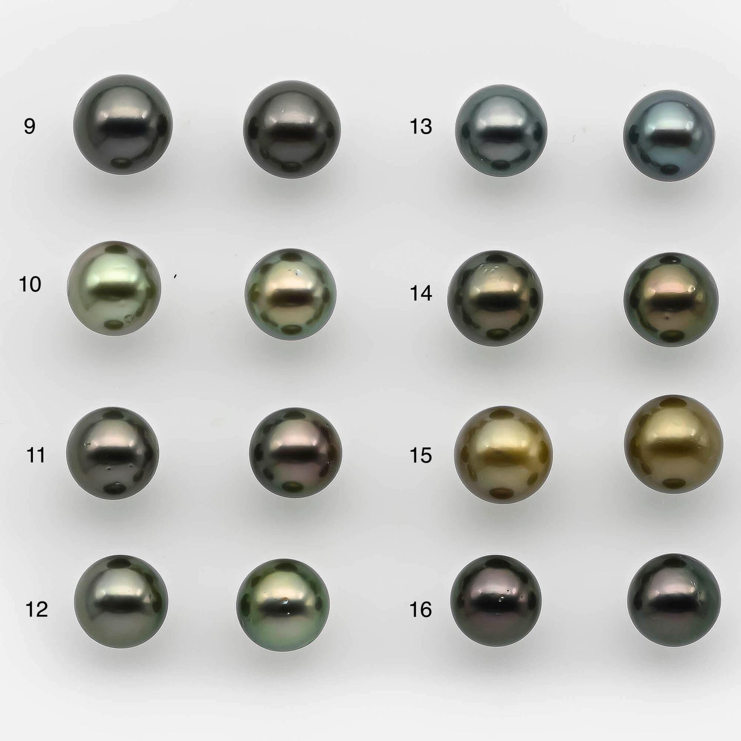 9-10mm Matching Pair Round Tahitian Pearl in Amazing Luster with Minor Blemish, Undrilled for Making Earring or Pendant, SKU # 2220TH