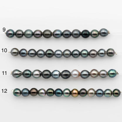 2mm Hole 8-9mm Tahitian Pearls  in Short Strand with All Natural Color with High Luster for Jewelry Making, SKU# 2221TH
