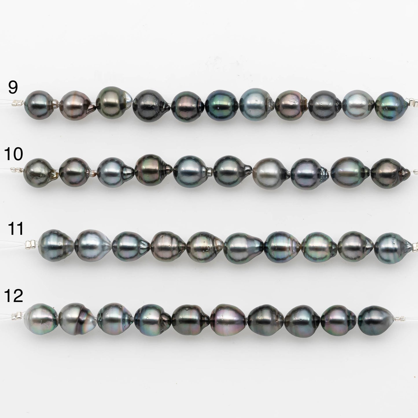 8-9mm Tahitian Pearl in Short Strand with All Natural Color with High Luster for Jewelry Making, SKU# 2178TH