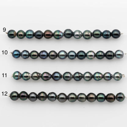 2mm Hole 8-9mm Tahitian Pearls  in Short Strand with All Natural Color with High Luster for Jewelry Making, SKU# 2222TH