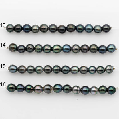 2mm Hole 8-9mm Tahitian Pearls  in Short Strand with All Natural Color with High Luster for Jewelry Making, SKU# 2222TH