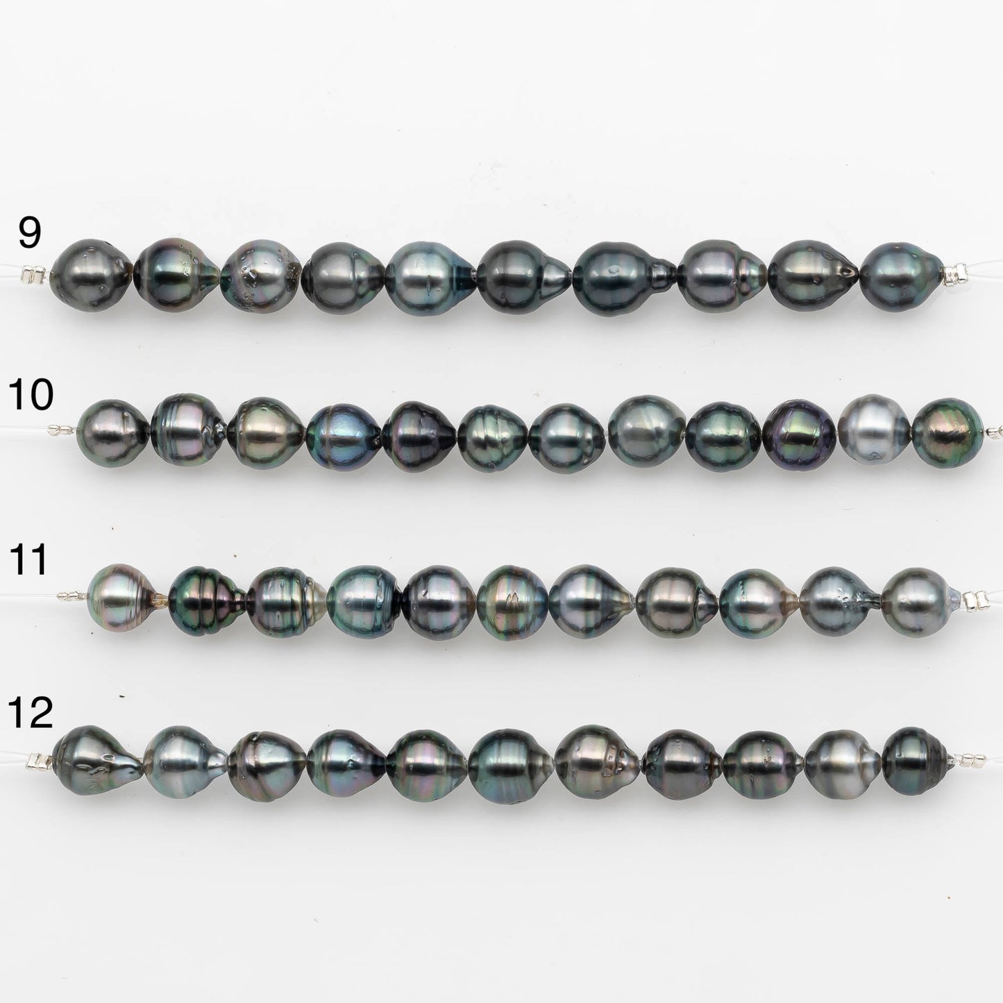 8-9mm Tahitian Pearl in Short Strand with All Natural Color with High Luster for Jewelry Making, SKU# 2179TH