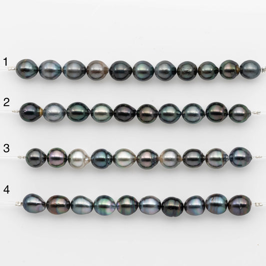 8-9mm Tahitian Pearl in Short Strand with All Natural Color with High Luster for Jewelry Making, SKU# 2177TH