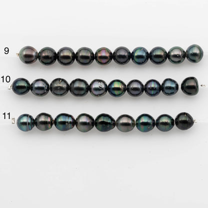 2mm Hole 10-11mm Tahitian Pearls  in Short Strand with All Natural Color with High Luster for Jewelry Making, SKU# 2225TH