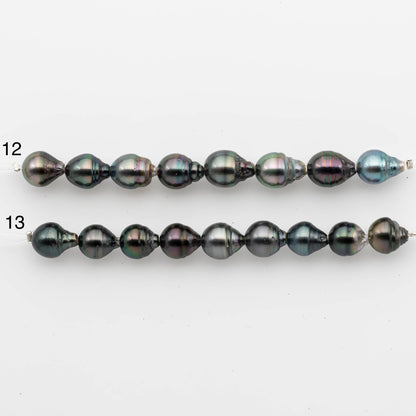 2mm Hole 10-11mm Tahitian Pearls  in Short Strand with All Natural Color with High Luster for Jewelry Making, SKU# 2225TH