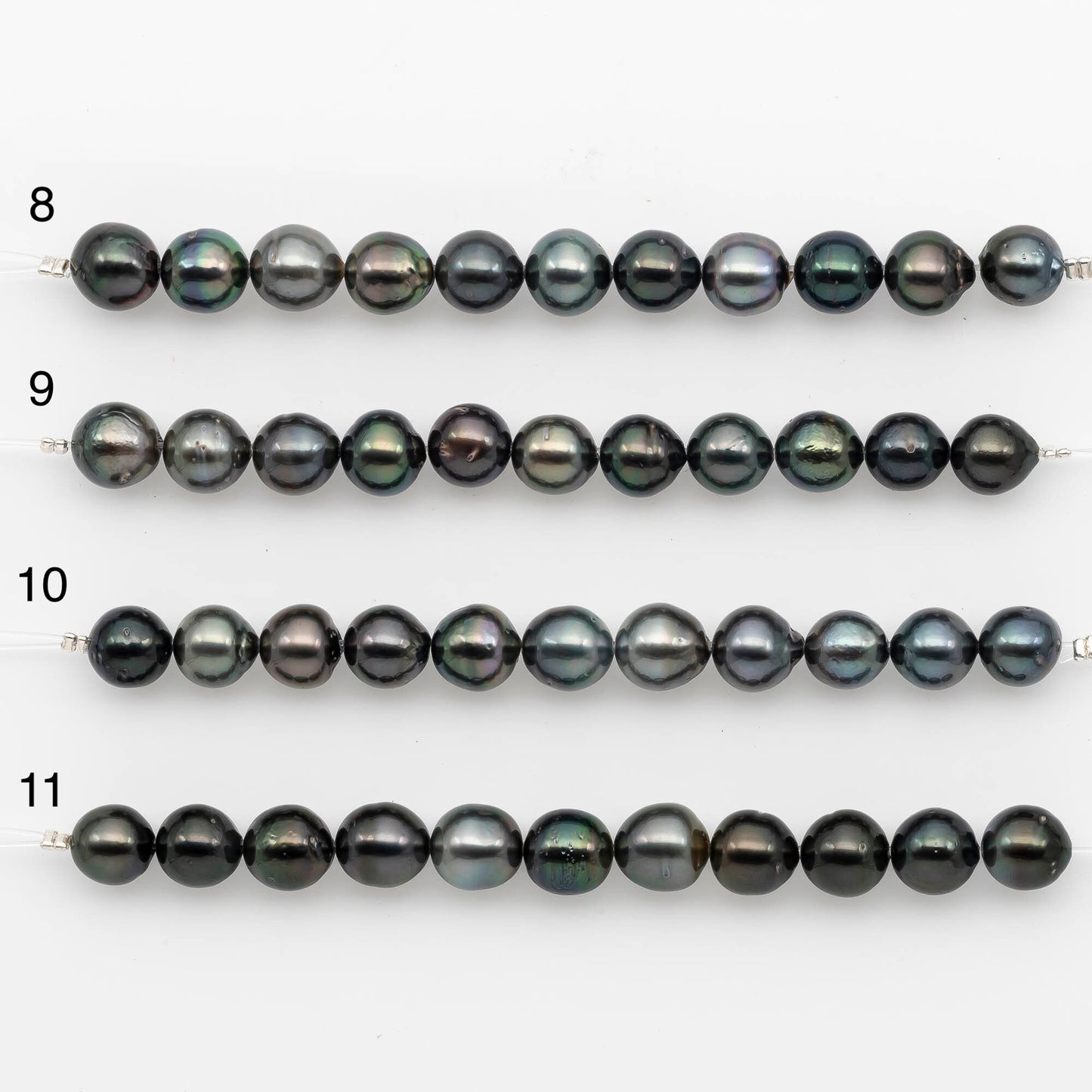 8-9mm Tahitian Pearl in Short Strand with All Natural Color with High Luster for Jewelry Making, SKU# 2180TH