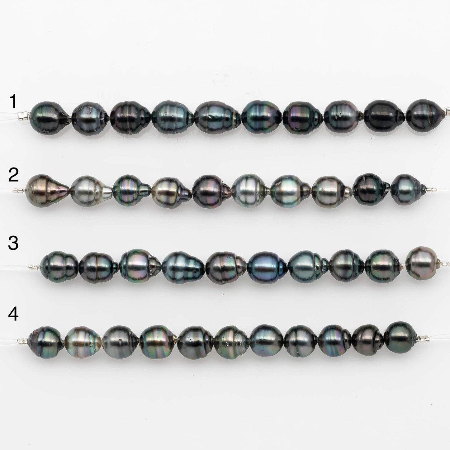 8-9mm Tahitian Pearl in Short Strand with All Natural Color with High Luster for Jewelry Making, SKU# 2181TH