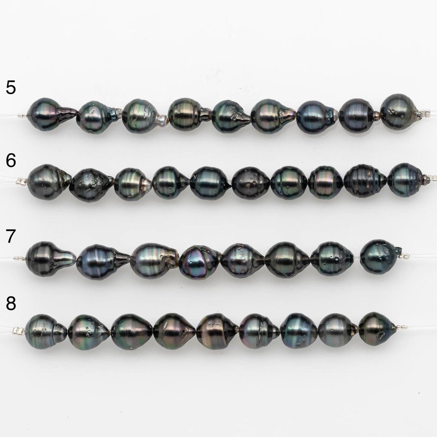 9-10mm Tahitian Pearl in Short Strand with All Natural Color with High Luster for Jewelry Making, SKU# 2183TH