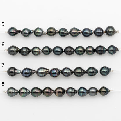 9-10mm Tahitian Pearl in Short Strand with All Natural Color with High Luster for Jewelry Making, SKU# 2183TH