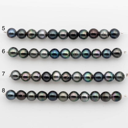 2mm Hole 9-10mm Tahitian Pearls  in Short Strand with All Natural Color with High Luster for Jewelry Making, SKU# 2227TH