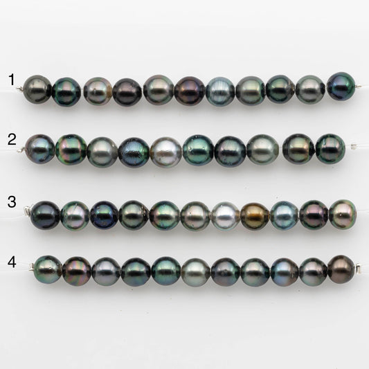 2mm Hole 9-10mm Tahitian Pearls  in Short Strand with All Natural Color with High Luster for Jewelry Making, SKU# 2227TH