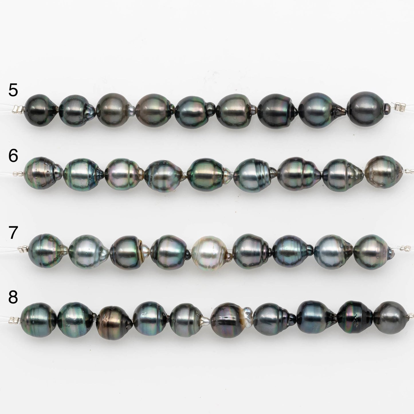 9-10mm Tahitian Pearl in Short Strand with All Natural Color with High Luster for Jewelry Making, SKU#2187TH