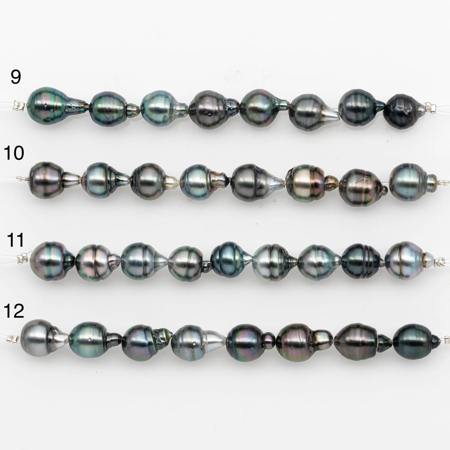 9-10mm Tahitian Pearl in Short Strand with All Natural Color with High Luster for Jewelry Making, SKU#2187TH