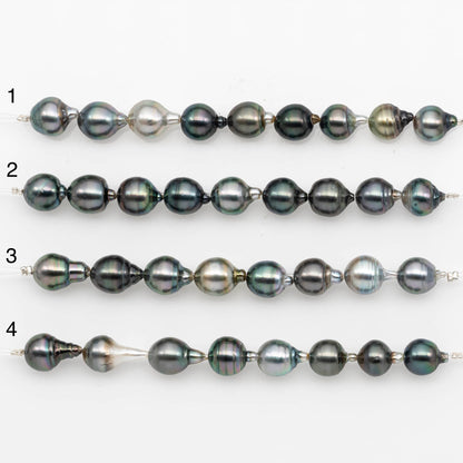 9-10mm Tahitian Pearl in Short Strand with All Natural Color with High Luster for Jewelry Making, SKU#2187TH