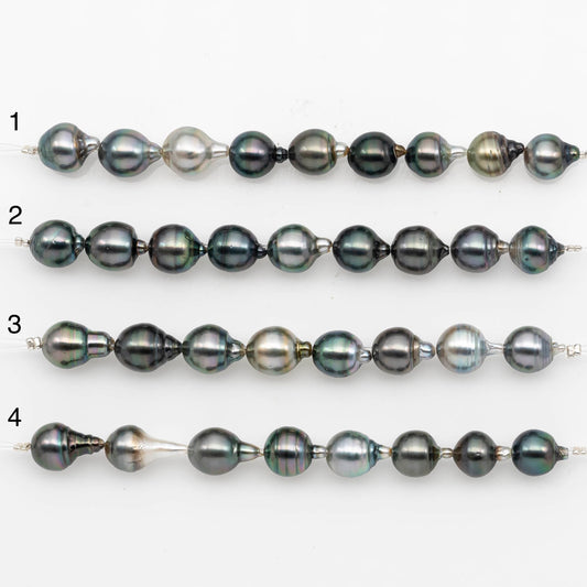 9-10mm Tahitian Pearl in Short Strand with All Natural Color with High Luster for Jewelry Making, SKU#2187TH