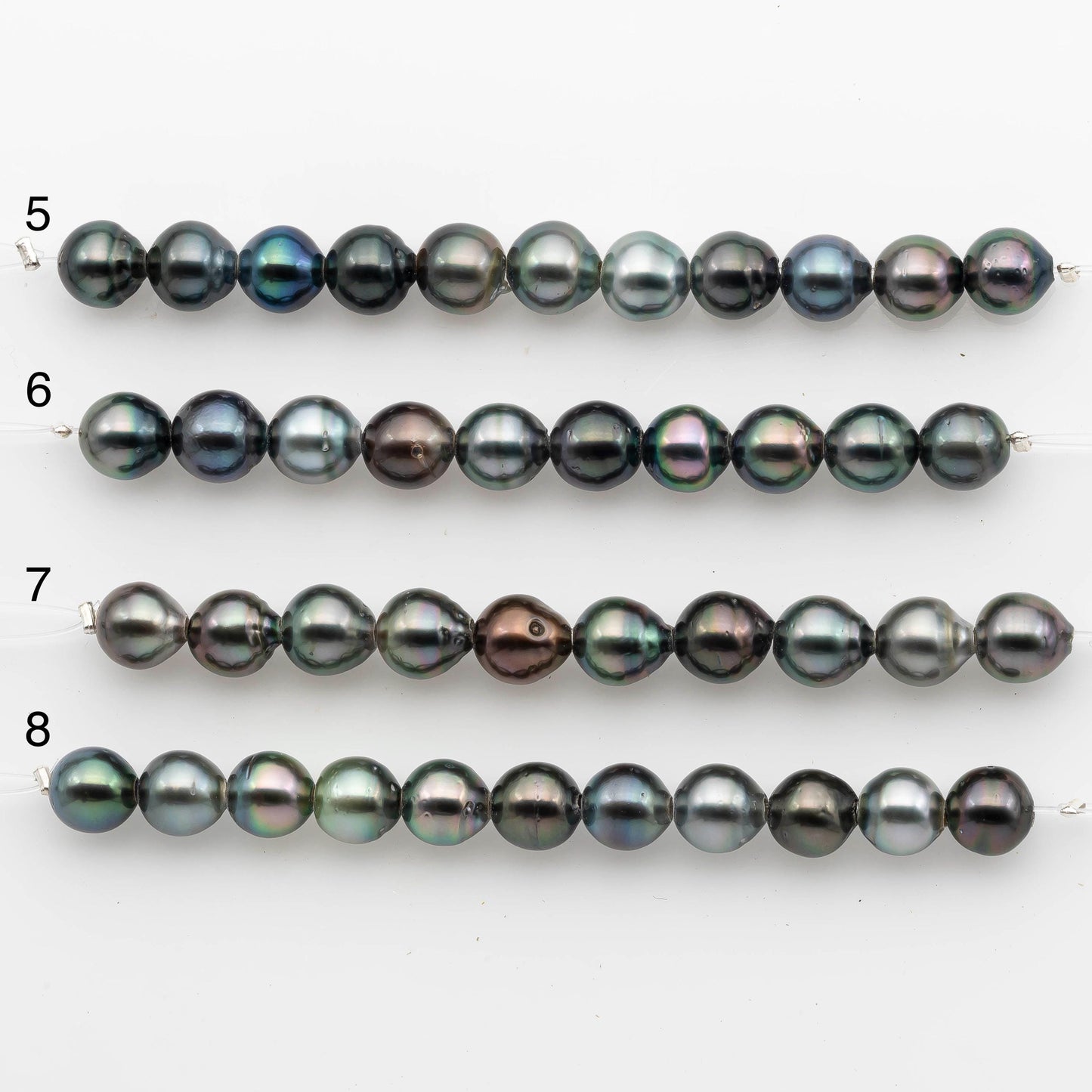 2mm Hole 9-10mm Tahitian Pearls  in Short Strand with All Natural Color with High Luster for Jewelry Making, SKU# 2228TH