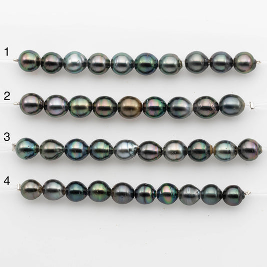 2mm Hole 9-10mm Tahitian Pearls  in Short Strand with All Natural Color with High Luster for Jewelry Making, SKU# 2228TH