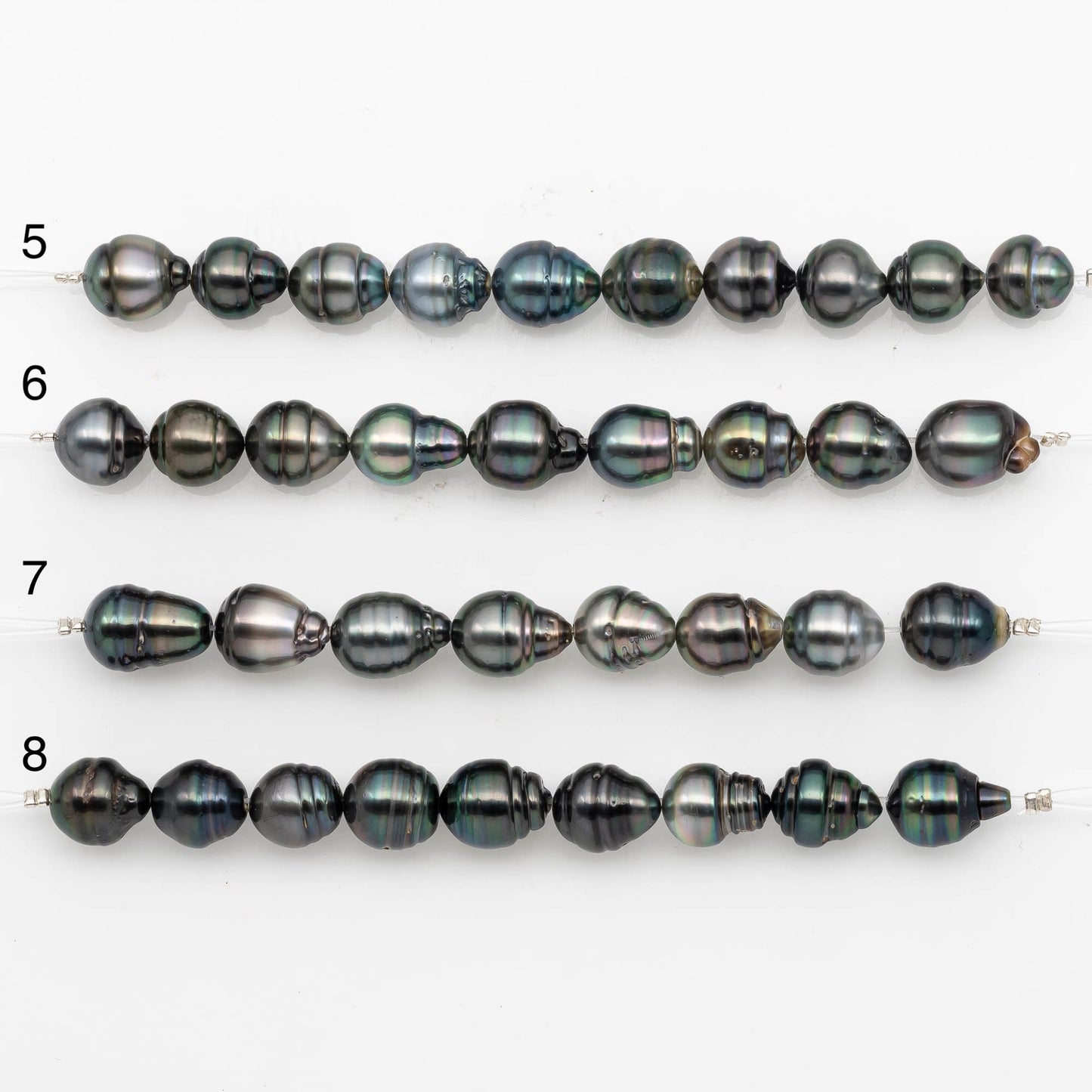 9-10mm Tahitian Pearl in Short Strand with All Natural Color with High Luster for Jewelry Making, SKU#2188TH