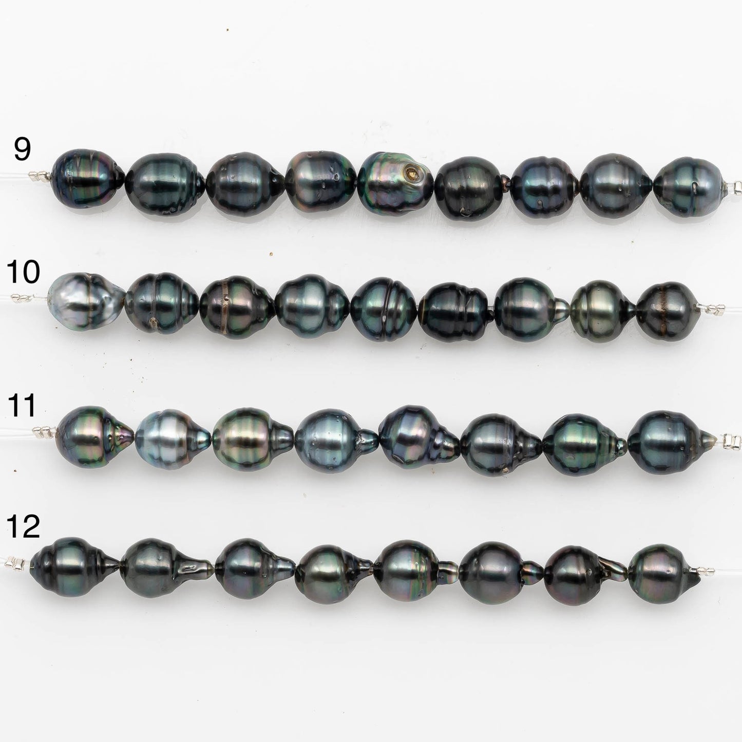 9-10mm Tahitian Pearl in Short Strand with All Natural Color with High Luster for Jewelry Making, SKU#2188TH