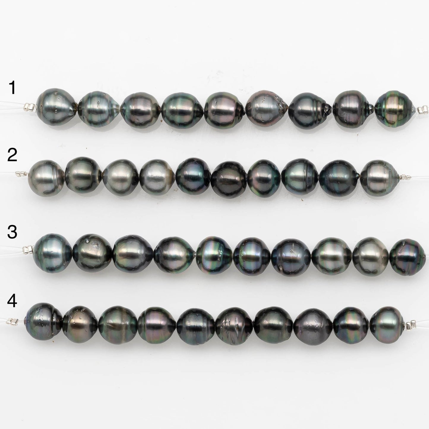 10-11mm Tahitian Pearl in Short Strand with All Natural Color with High Luster for Jewelry Making, SKU# 2189TH