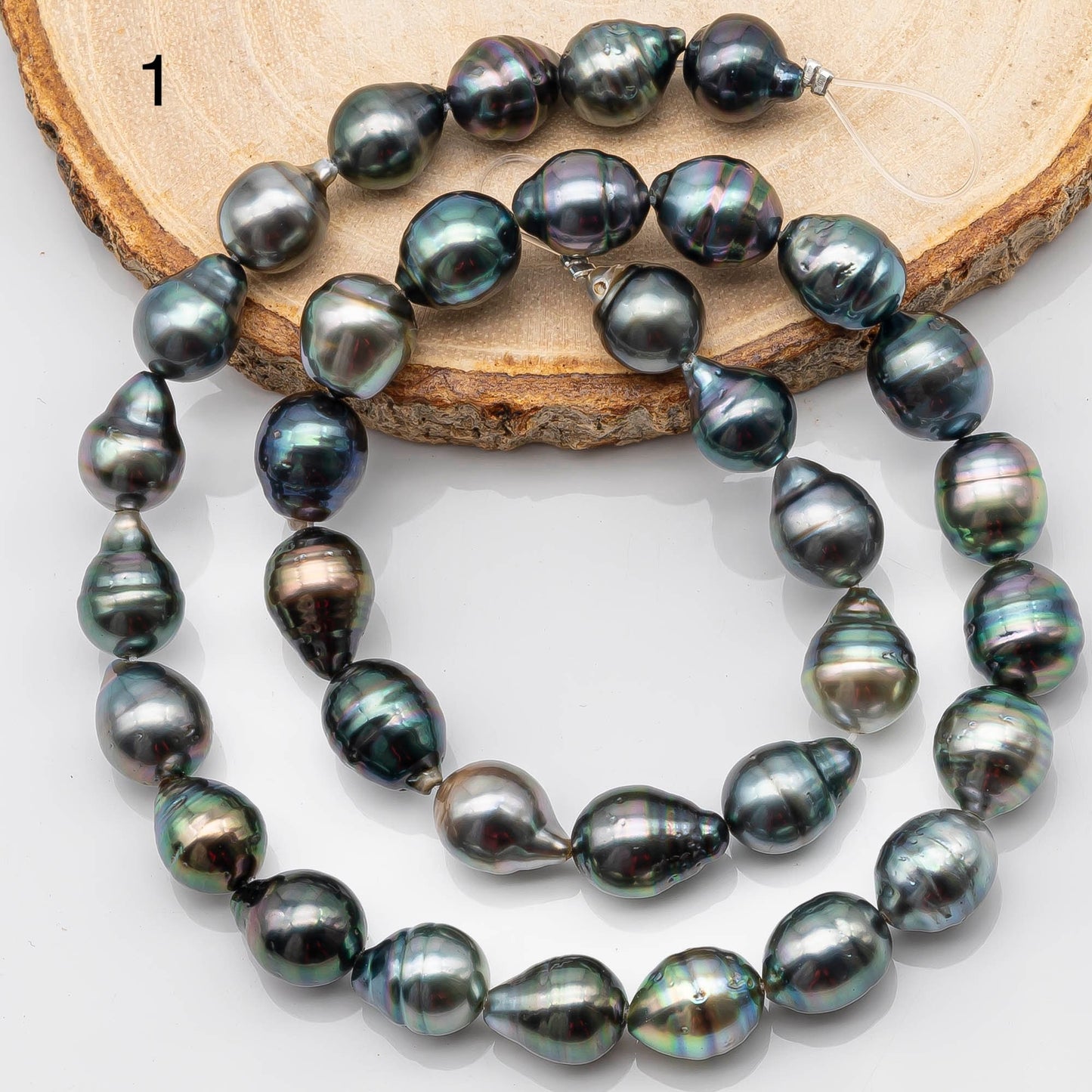 9-10mm Multicolor Drop Tahitian Pearl Bead with High Luster, In Full Strand with Blemishes for Jewelry Making, SKU # 2200TH