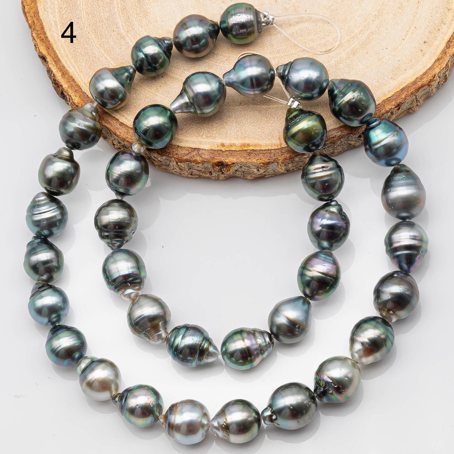 9-10mm Multicolor Drop Tahitian Pearl Bead with High Luster, In Full Strand with Blemishes for Jewelry Making, SKU # 2200TH