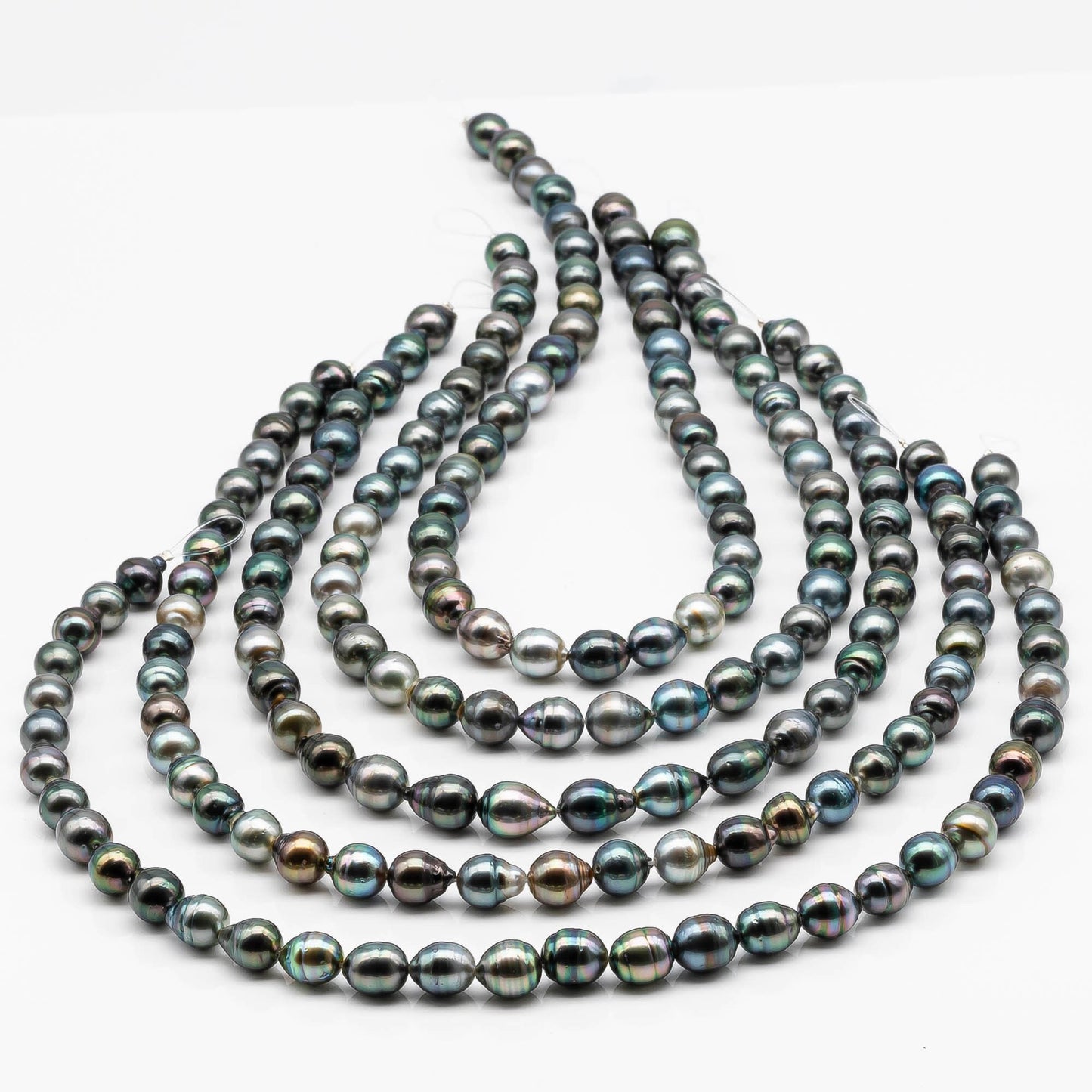 9-10mm Multicolor Drop Tahitian Pearl Bead with High Luster, In Full Strand with Blemishes for Jewelry Making, SKU # 2200TH