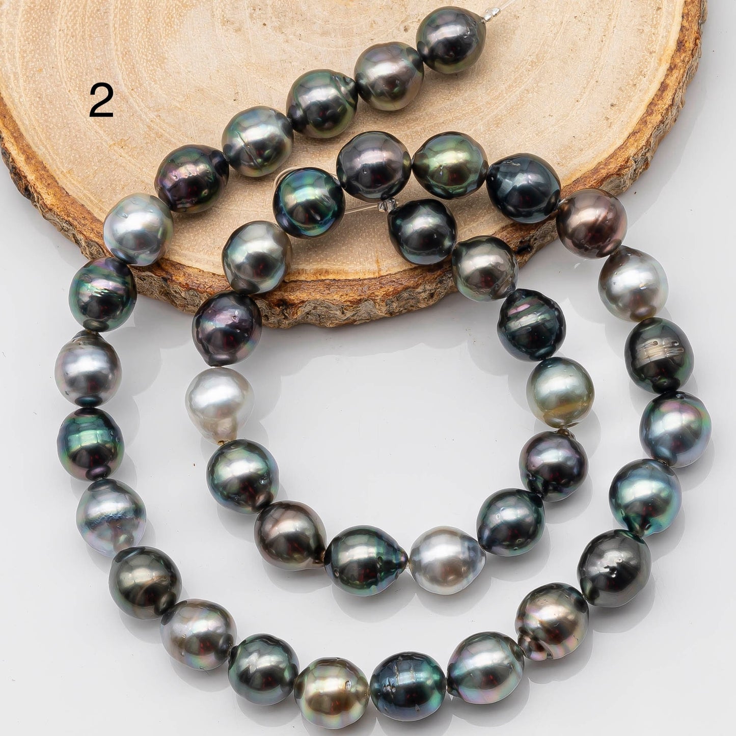 9-10mm Multicolor Tahitian Pearl Bead with High Luster, In Full Strand with Minor Blemishes for Jewelry Making, SKU # 2201TH