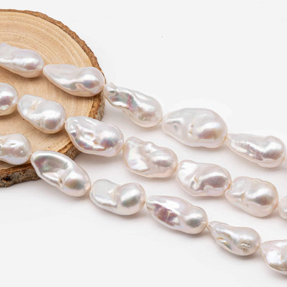 12-16mm Natural Color Baroque Pearl in White-Color Freshwater Pearl Beads with Nice Luster, Full Strand,  SKU# 2208BA