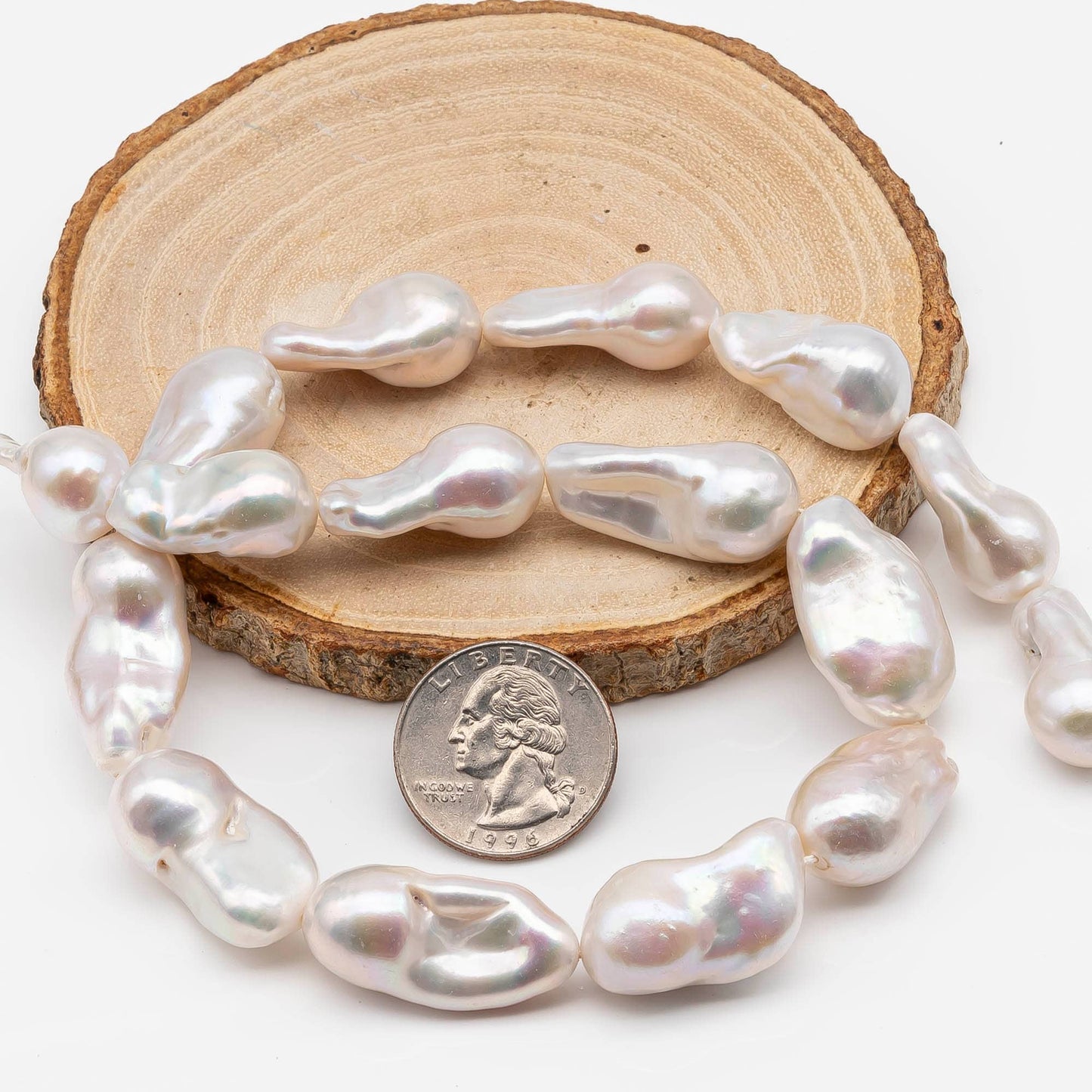 12-16mm Natural Color Baroque Pearl in White-Color Freshwater Pearl Beads with Nice Luster, Full Strand,  SKU# 2208BA