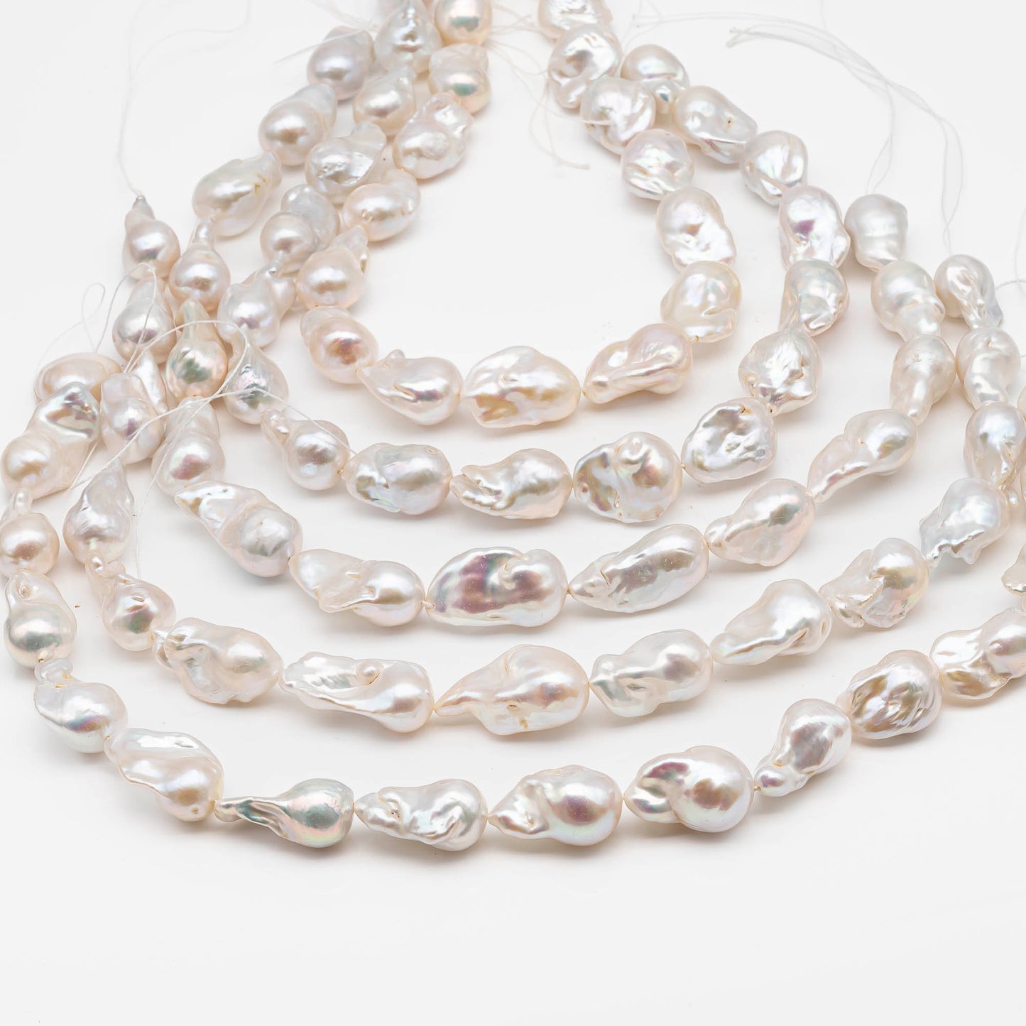 15-18mm Natural Color Baroque Pearl in White-Color Freshwater Pearl Beads, Large Size with Nice Luster, Full Strand,  SKU# 2211BA