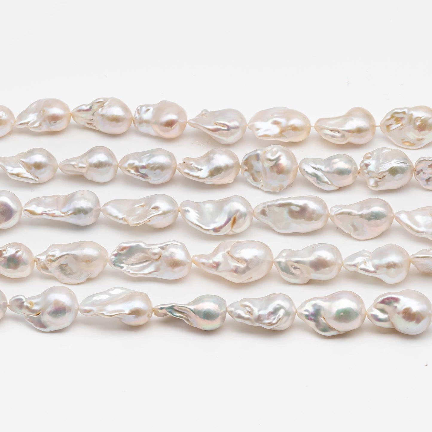 15-18mm Natural Color Baroque Pearl in White-Color Freshwater Pearl Beads, Large Size with Nice Luster, Full Strand,  SKU# 2211BA