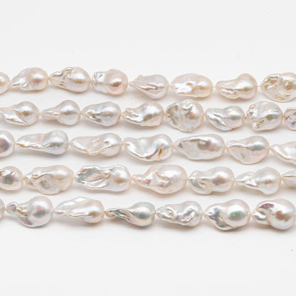 15-18mm Natural Color Baroque Pearl in White-Color Freshwater Pearl Beads, Large Size with Nice Luster, Full Strand,  SKU# 2211BA