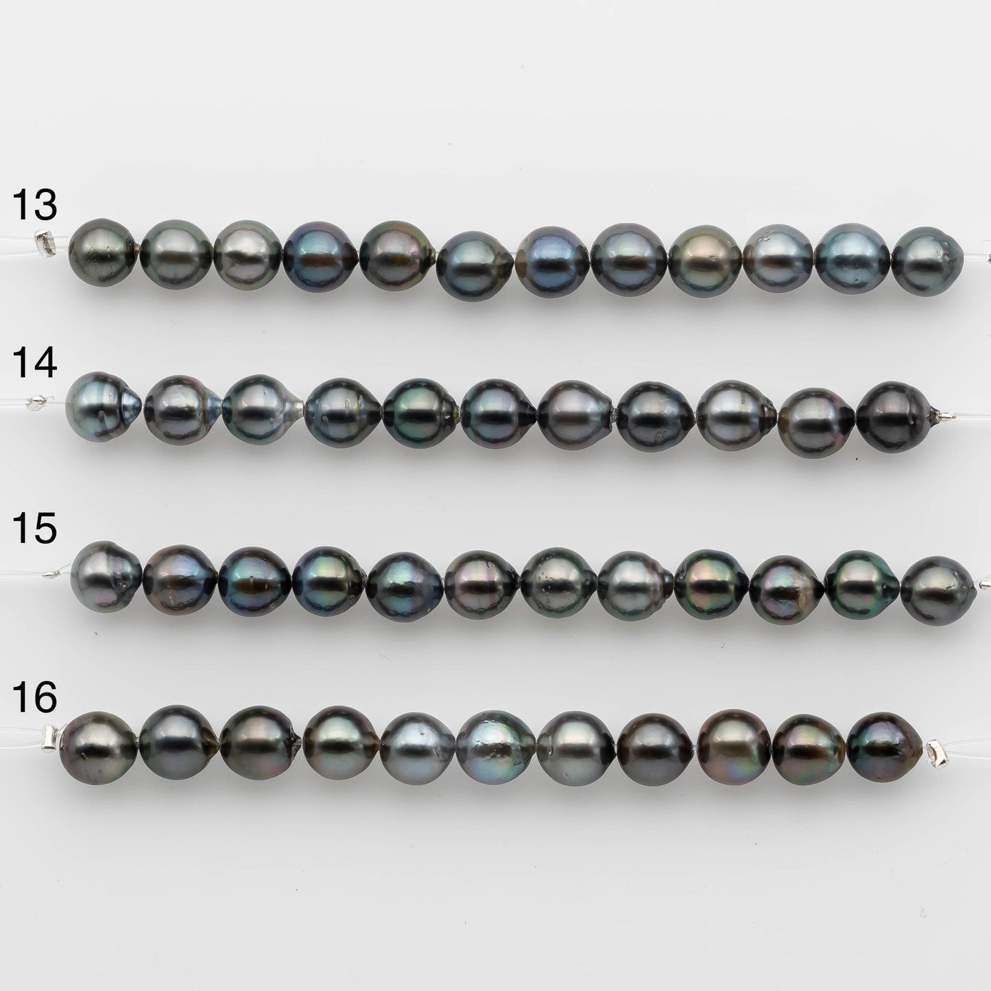 8-9mm Tahitian Pearl in Short Strand with All Natural Color with High Luster for Jewelry Making, SKU# 2233TH