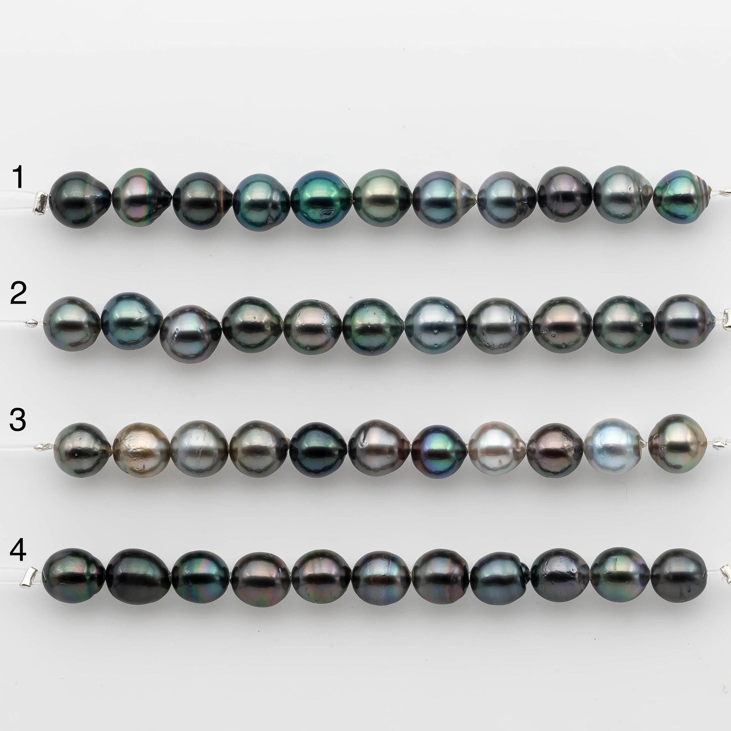 8-9mm Tahitian Pearl in Short Strand with All Natural Color with High Luster for Jewelry Making, SKU# 2233TH