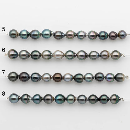 8-9mm Tahitian Pearl in Short Strand with All Natural Color with High Luster for Jewelry Making, SKU# 2234TH
