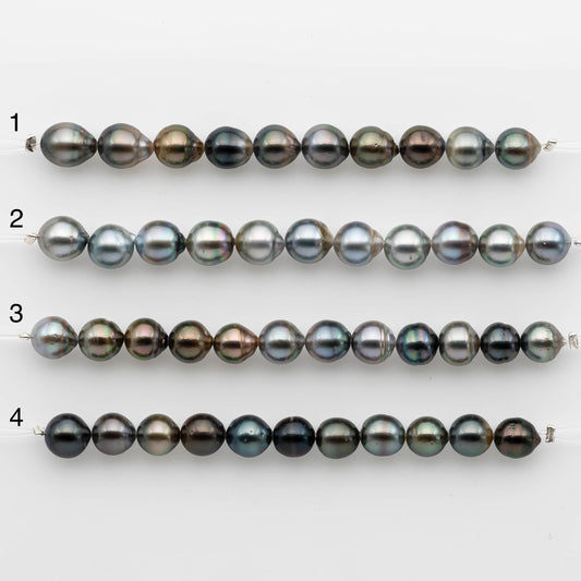 8-9mm Tahitian Pearl in Short Strand with All Natural Color with High Luster for Jewelry Making, SKU# 2234TH