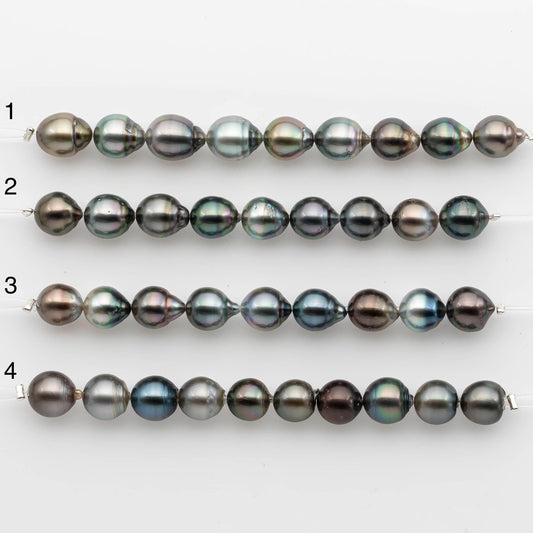 9-10mm Tahitian Pearl in Short Strand with All Natural Color with High Luster for Jewelry Making, SKU# 2241TH