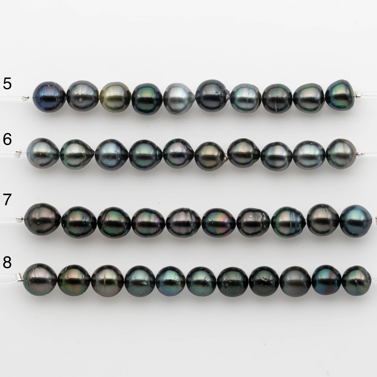 9-10mm Tahitian Pearl in Short Strand with All Natural Color with High Luster for Jewelry Making, SKU# 2242TH