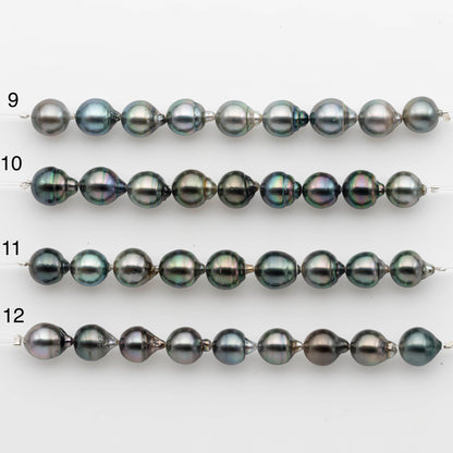 9-10mm Tahitian Pearl in Short Strand with All Natural Color with High Luster for Jewelry Making, SKU# 2243TH