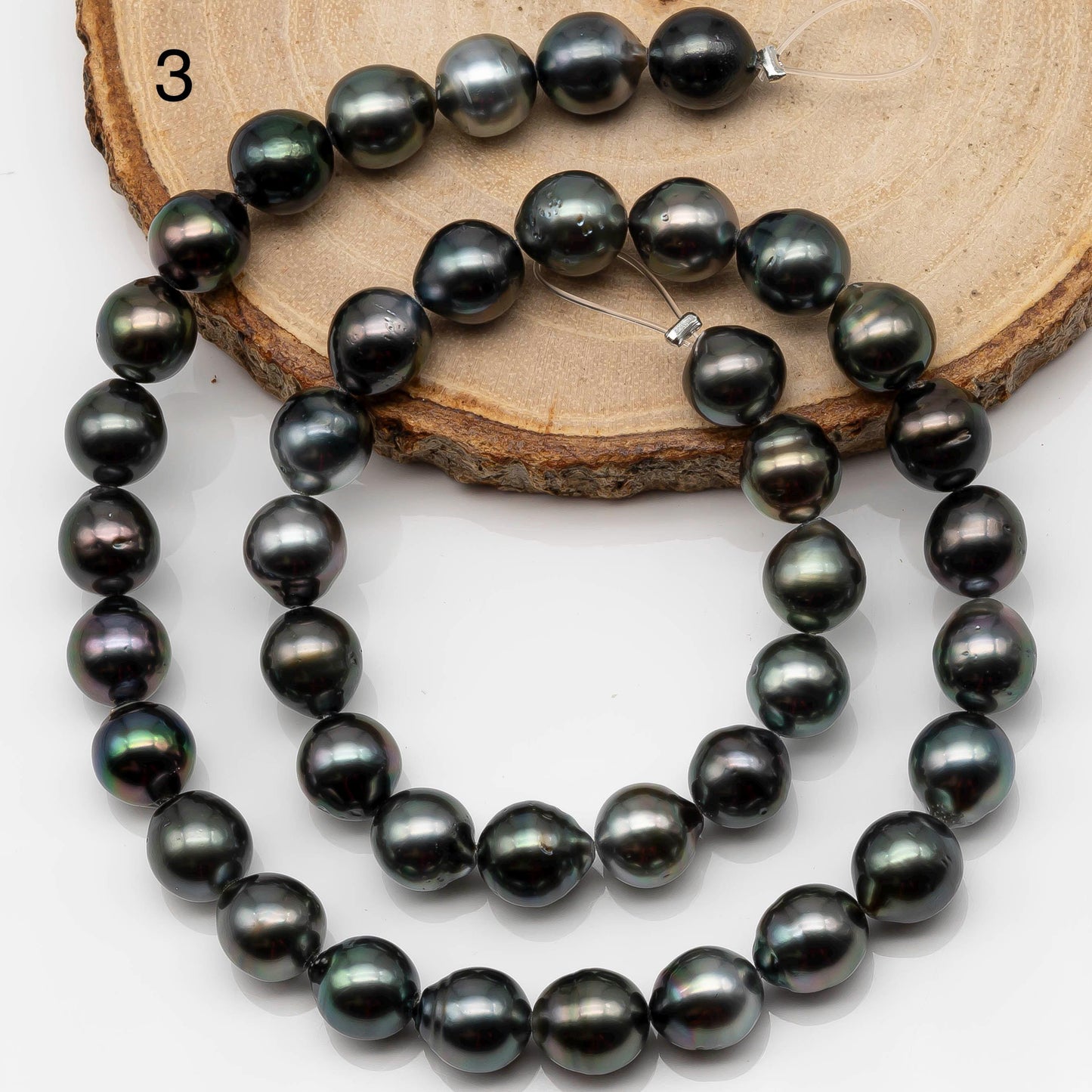 9-10mm Tahitian Pearl in Full Strand with All Natural Color with High Luster for Jewelry Making, SKU# 2245TH