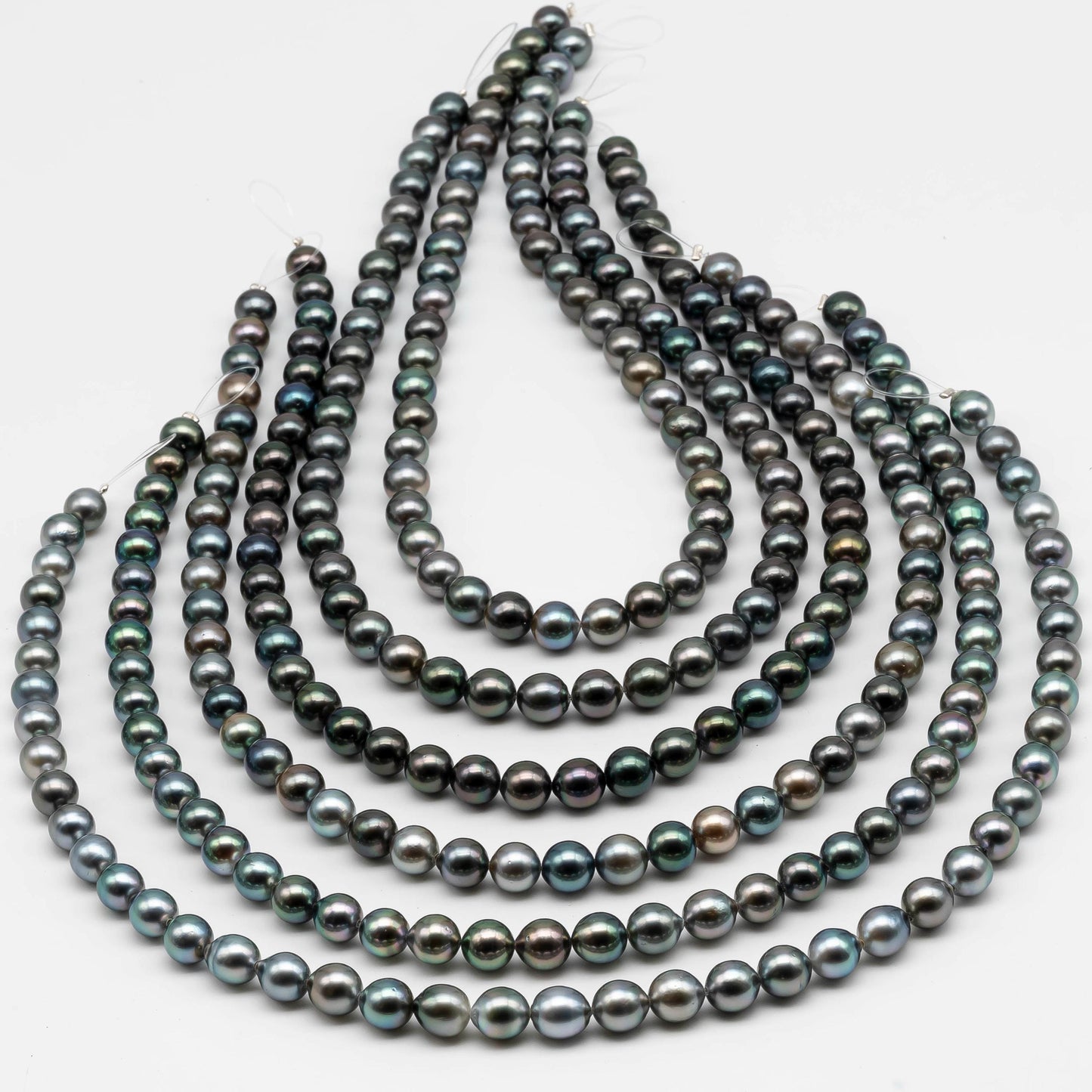 8-9mm Tahitian Pearl in Full Strand with All Natural Color with High Luster for Jewelry Making, SKU# 2246TH