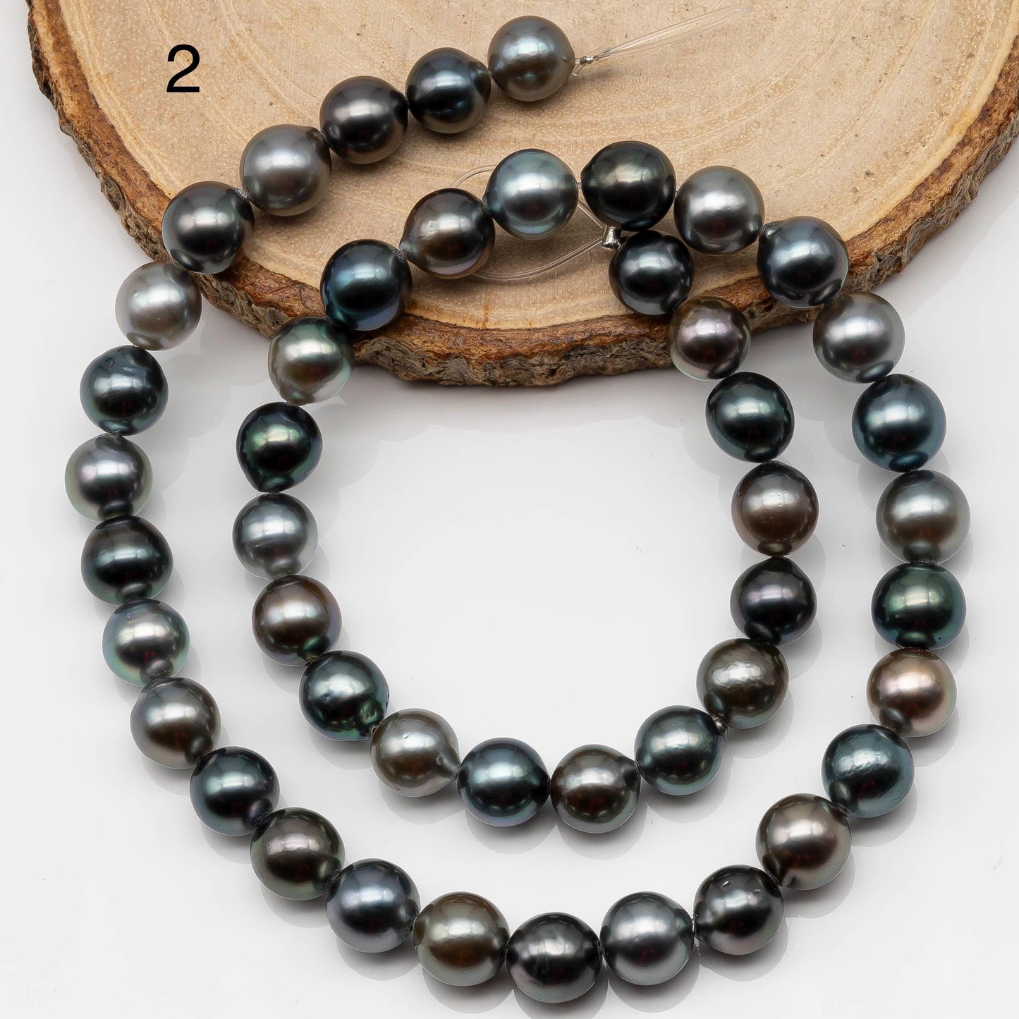 8-9mm Tahitian Pearl in Full Strand with All Natural Color with High Luster for Jewelry Making, SKU# 2246TH