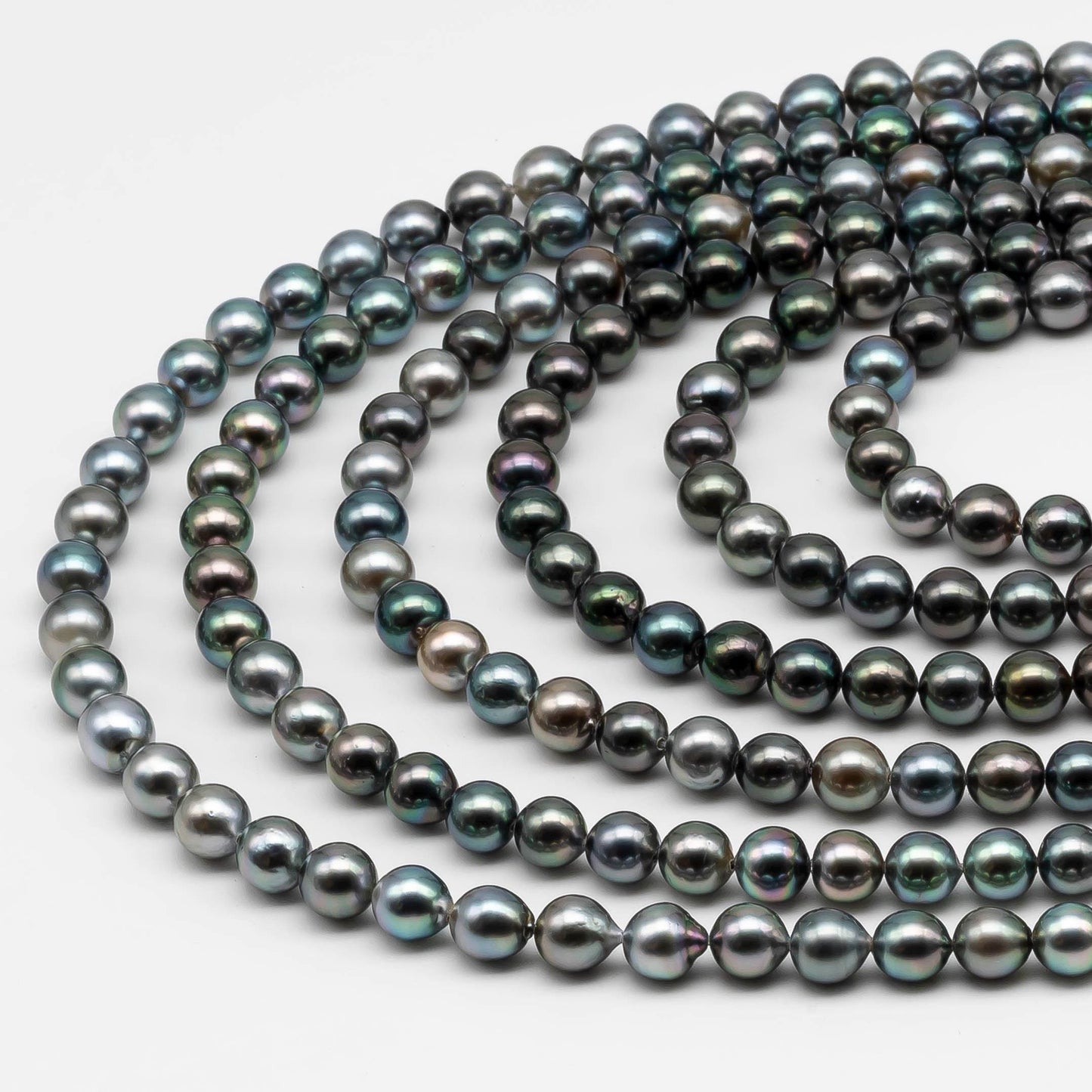 8-9mm Tahitian Pearl in Full Strand with All Natural Color with High Luster for Jewelry Making, SKU# 2246TH