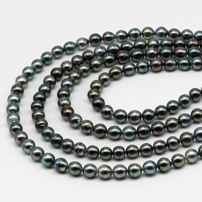 8-9mm Tahitian Pearl in Full Strand with All Natural Color with High Luster for Jewelry Making, SKU# 2249TH