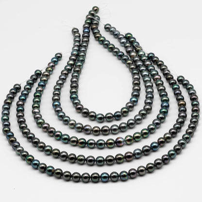 8-9mm Tahitian Pearl in Full Strand with All Natural Color with High Luster for Jewelry Making, SKU# 2251TH