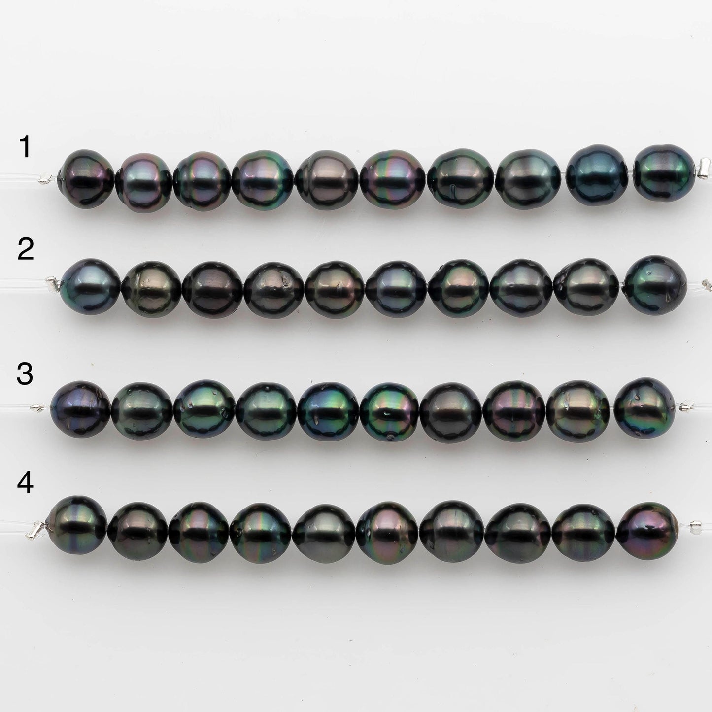 9-10mm Tahitian Pearl in Short Strand with All Natural Color with High Luster for Jewelry Making, SKU# 2252TH